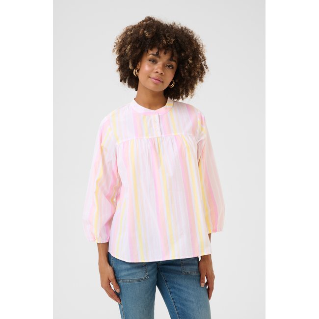 Blouse with long sleeve rose/jaune/lavande rayé <span itemprop=