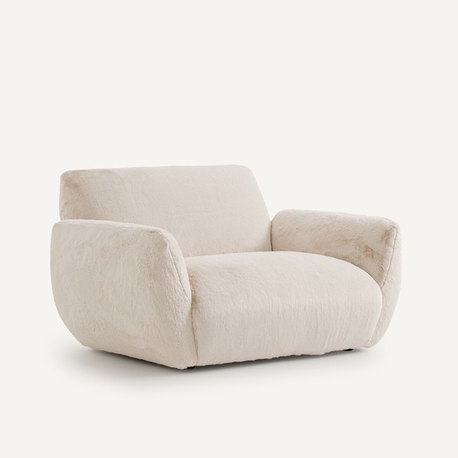 Fauteuil in donzige stof, Spogano <span itemprop=