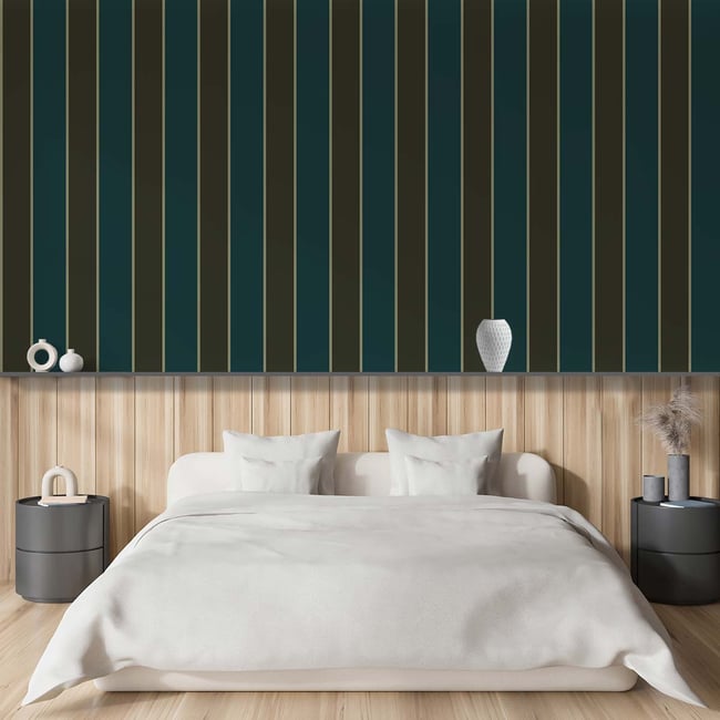 Papier peint rayures vert olive Couleur intissé <span itemprop=
