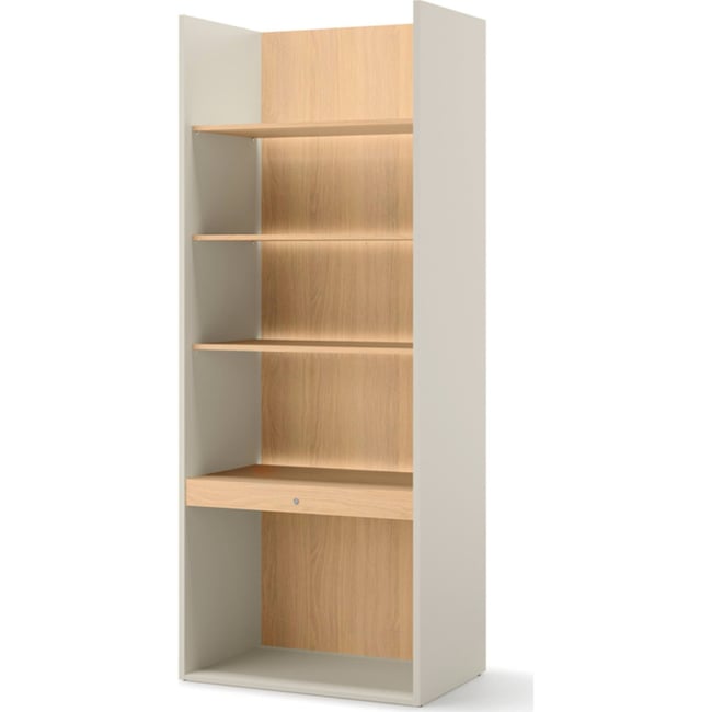 Bibliothèque ado WOOW avec éclairage LED Couleur champagne et chêne vincenza blanchi <span itemprop=