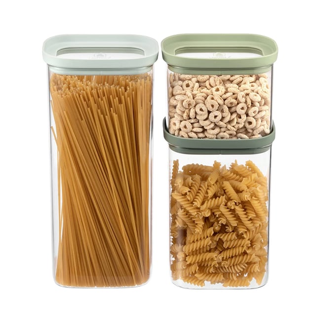 Lot de 3 bocaux en verre (600, 1300, 2000 ml) - Pure Couleur vert <span itemprop=