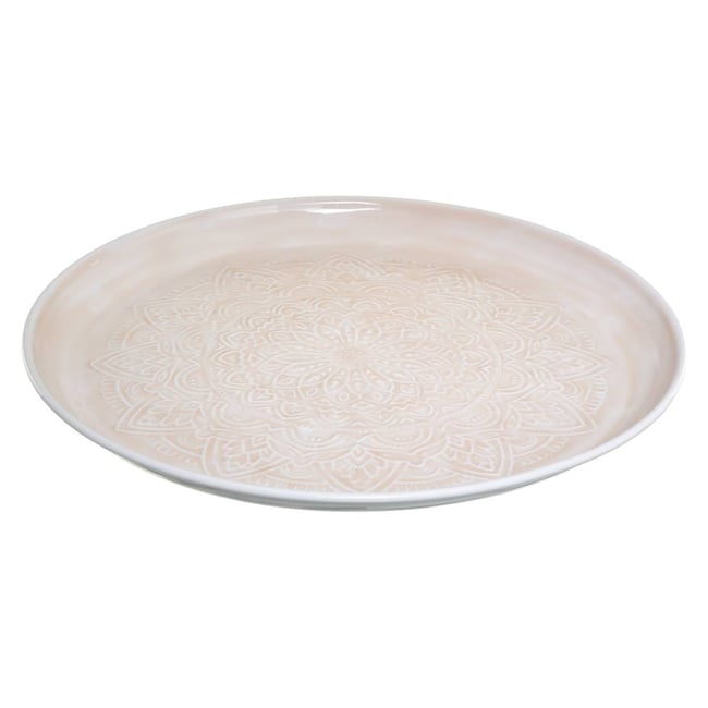 Plateau en métal rond ESSENTIELS Couleur rose blush <span itemprop=