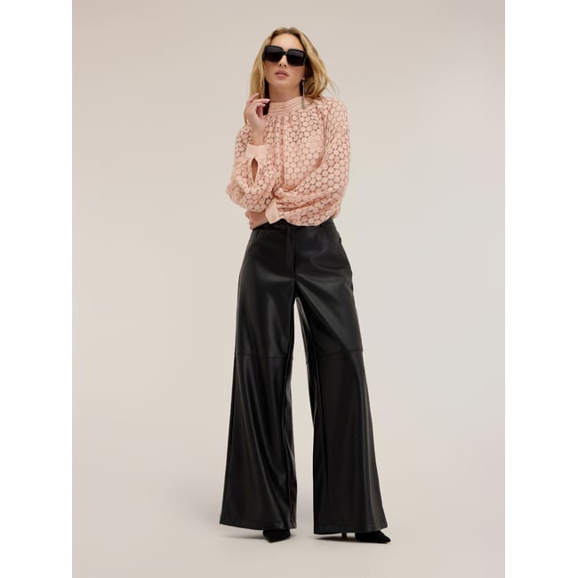 Pantalon palazzo effet brillant noir <span itemprop=
