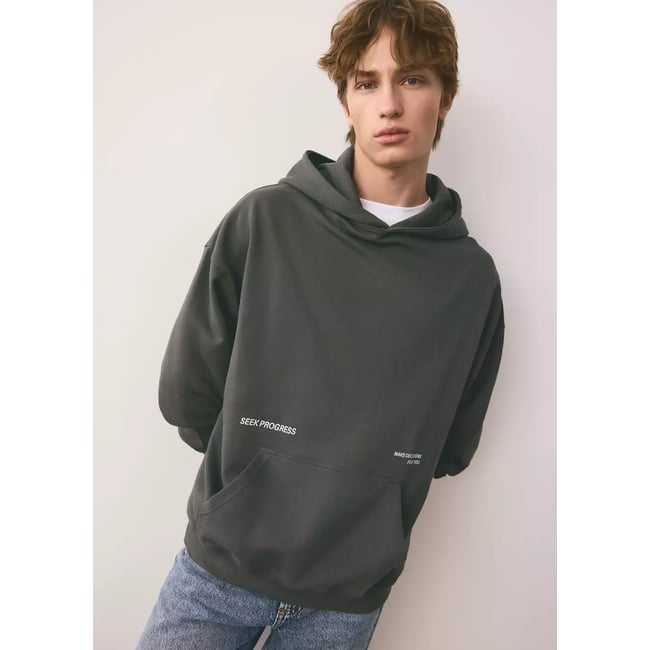 Sweater à capuche coton vert foncé <span itemprop=