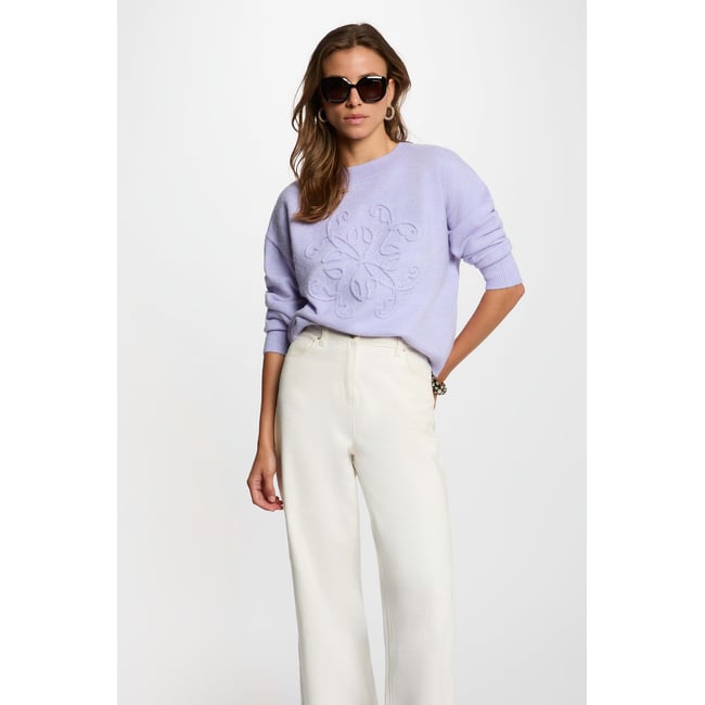 Pull col rond mauve <span itemprop=