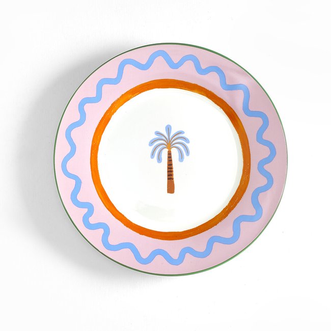 Set of 2 Electric Coast Palm Tree Dinner Plates, multi-coloured, ELEANOR BOWMER