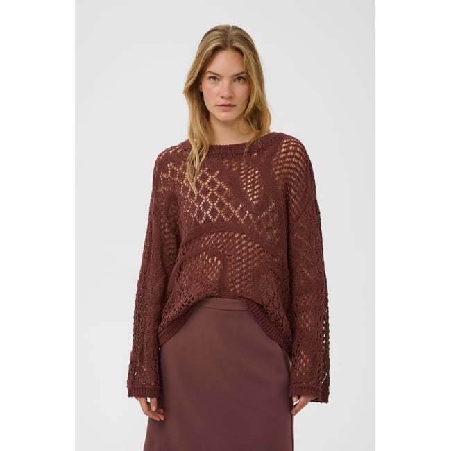 Pullover tricoté marron brown stone <span itemprop=