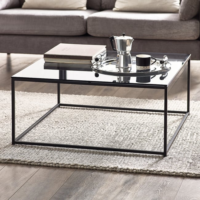 Dallas Smoked Glass Square Coffee Table, smoky glass, SO'HOME