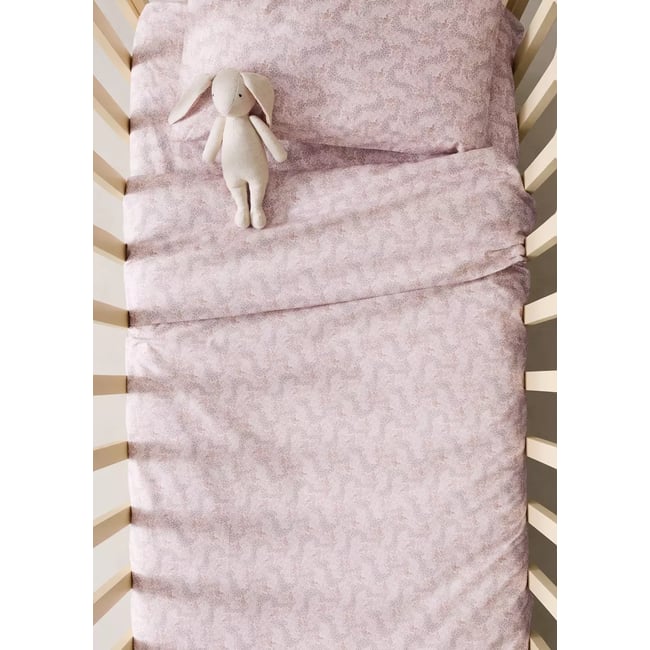 Housse de couette percale de coton imprimé fleuri lit berceau nude <span itemprop=
