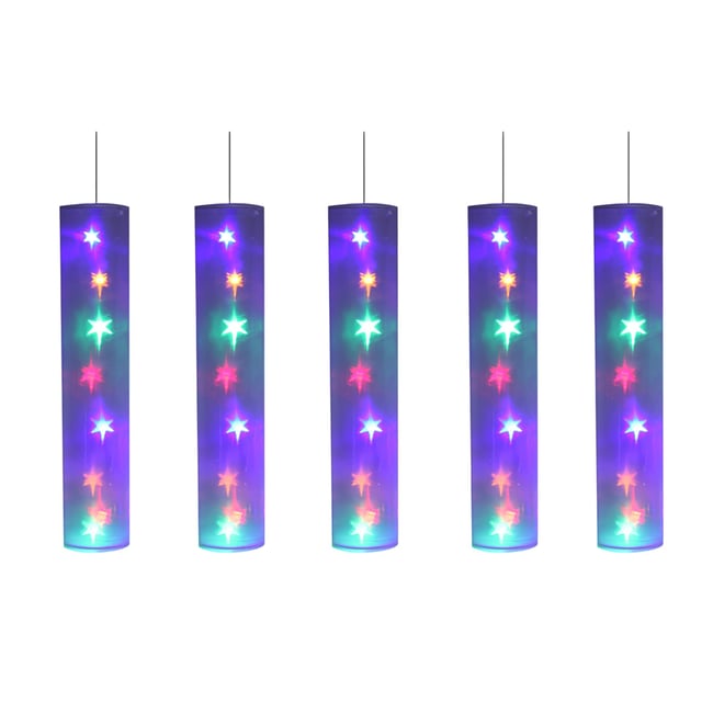 5 Tubes Lumineux avec Étoiles LED Multicolores 40 LED Couleur multicol <span itemprop=