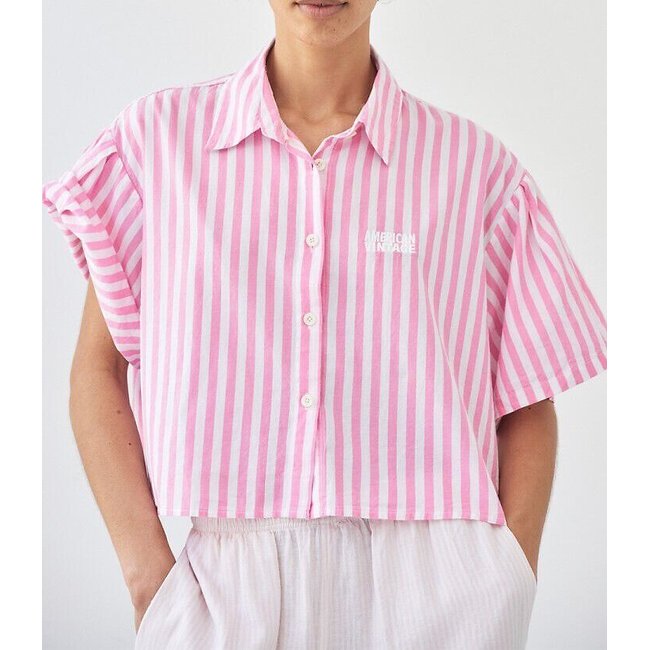 Chemise rayée à manches courtes, VEXTOWN rayé rose <span itemprop=