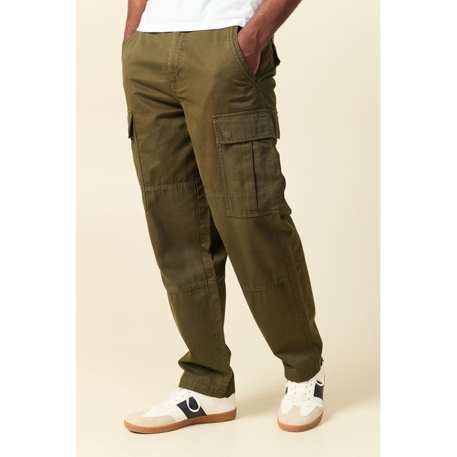 Pantalon cargo battle bi-matière coton vert kaki <span itemprop=
