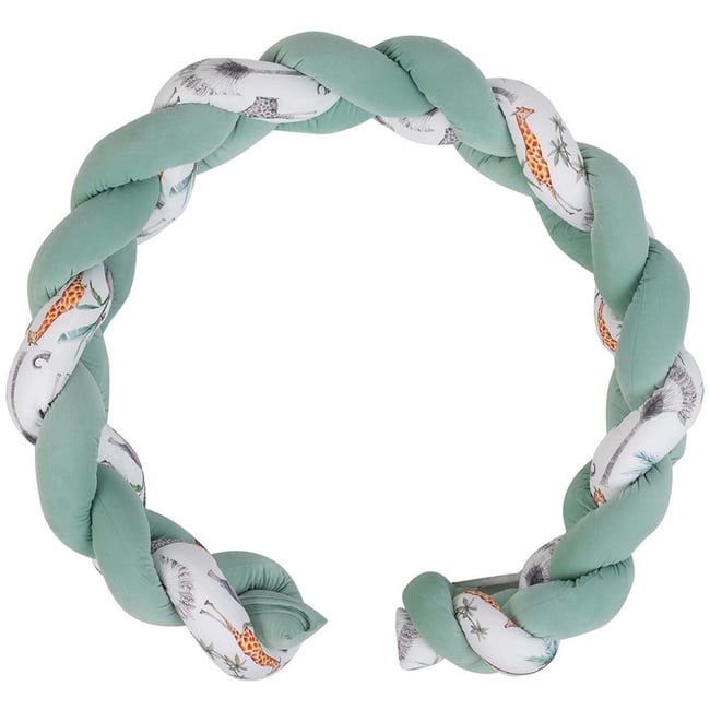 Tresse de lit universelle, tour de lit SAFARI safari, vert, gris, blanc <span itemprop=