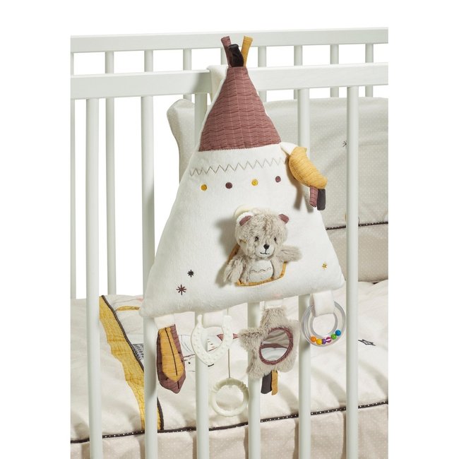 Jouet d'activités Musical Tipi à LED en velours beige <span itemprop=