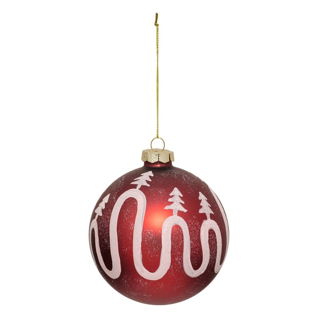 Boule de Noël en verre vague rouge et blanc D. 100 mm Couleur rouge <span itemprop=