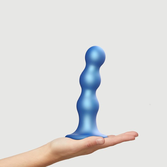 Dildo plug balls metallic, tamanho L azul metalizado <span itemprop=