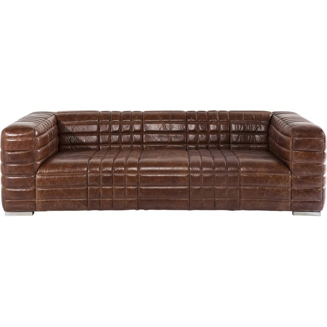 Canapé 3 places en cuir, SQUARE DANCE Couleur marron <span itemprop=