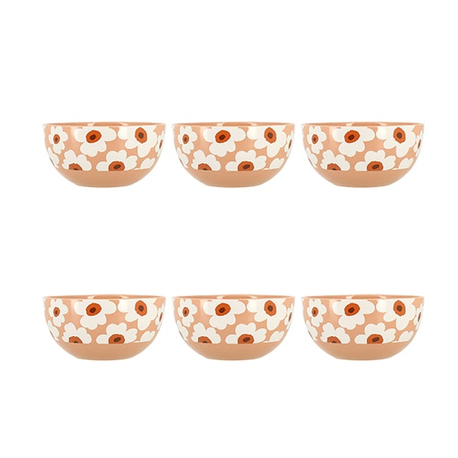 Lot de 6 bols en grès 55cl, MARGUERITE Couleur blanc-terracotta <span itemprop=