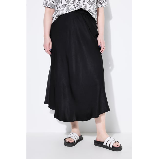 Jupe maxi en satin aux reflets scintillants noir <span itemprop=