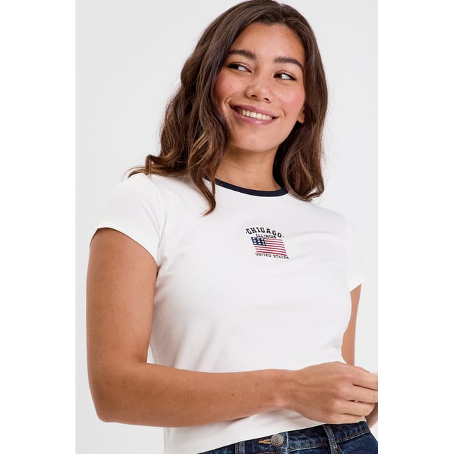 T-shirt manches courtes ecru <span itemprop=