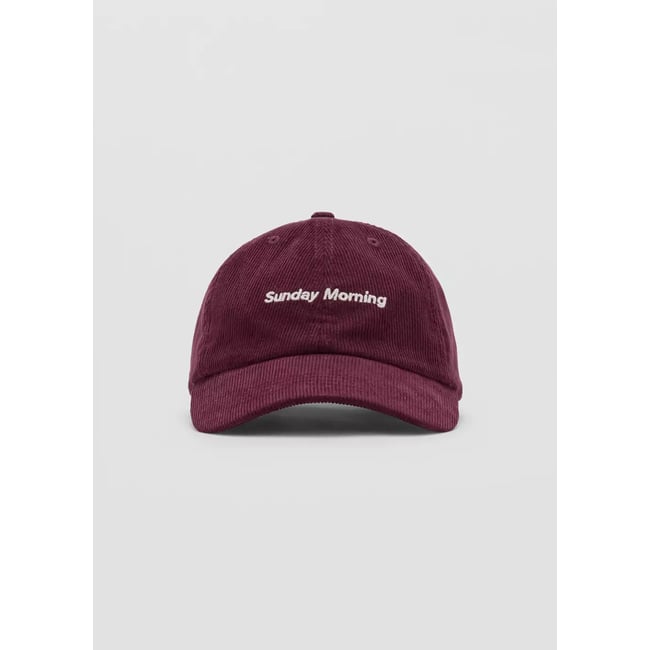 Casquette velours côtelé brodée bordeaux <span itemprop=