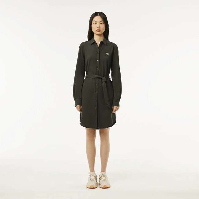 Cotton Mini Shirt Dress, dark green, LACOSTE