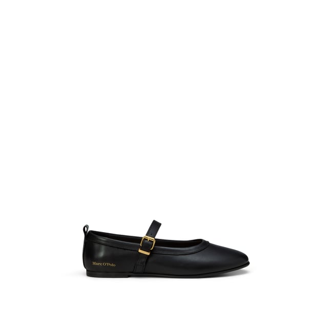Ballerine modèle Gina en cuir de vache noble schwarz <span itemprop=