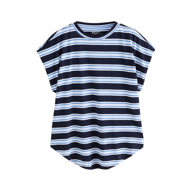 T-shirt en modal tencel™ mélangé à mancherons rayures bleues <span itemprop=