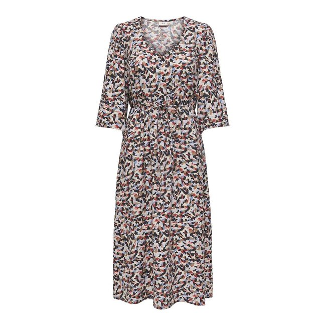 Robe mi-longue, imprimée imprimé bleu <span itemprop=