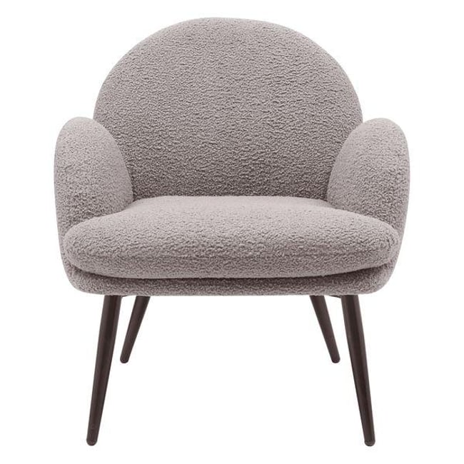 Fauteuil tissu effet laine bouclette gris foncé Couleur taupe <span itemprop=