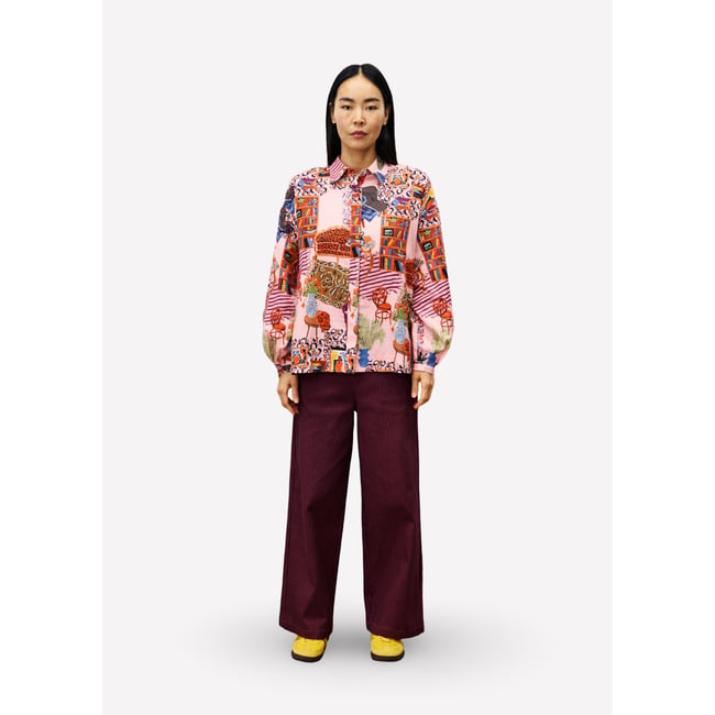Chemise  en coton GERBERA salon rose <span itemprop=