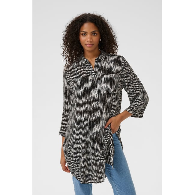 Chemise à manches longues noir blanc black/chalk graphic lines <span itemprop=