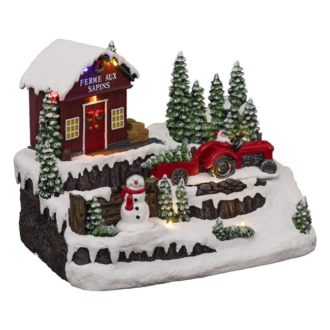 Village de Noël tracteur 10 LED Couleur v002231 <span itemprop=