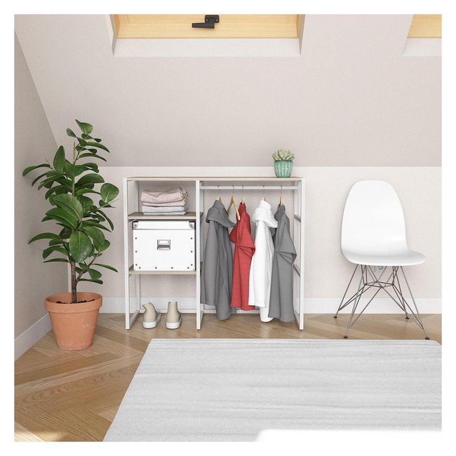 Portant vêtements sous combles KADRA Couleur blanc <span itemprop=