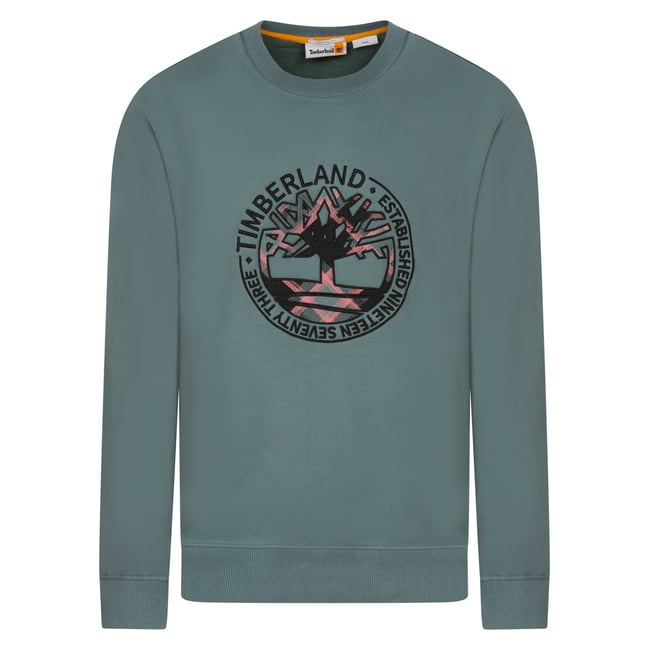 Sweat coton col rond vert <span itemprop=