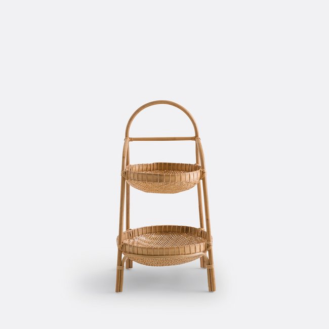 Regal Jyska mit 2 grossen Körben, Rattan und Bambus natur <span itemprop=