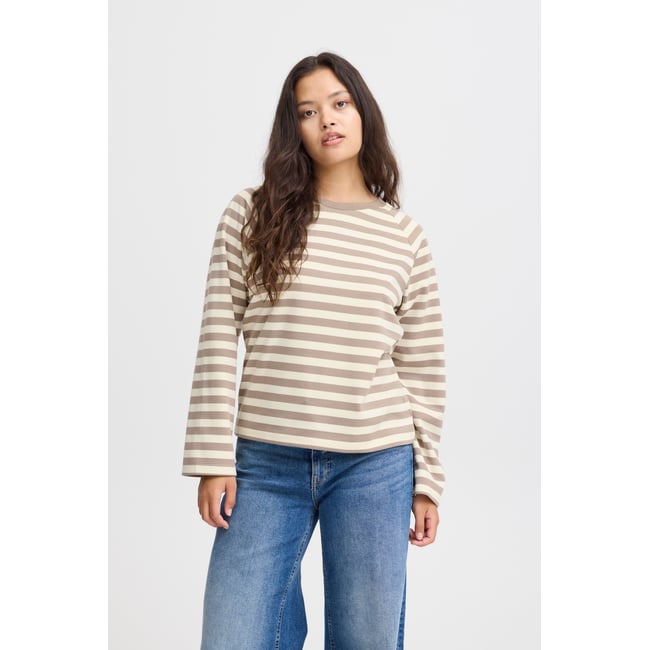 Sweatshirt beige fungi/almond stripe <span itemprop=