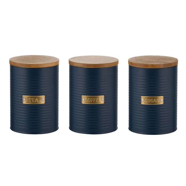Set of 3 Otto Tea Coffee Sugar Storage in Navy, navy, TYPHOON