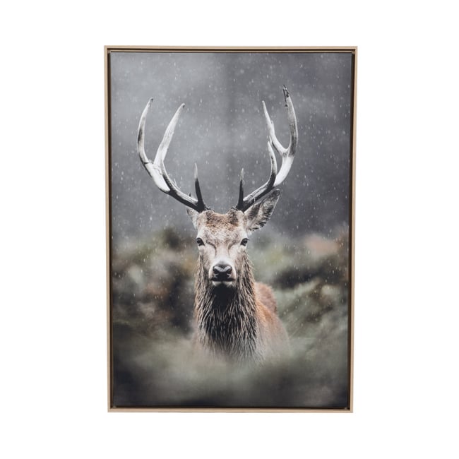 Toile cerf dans les buissons 80x120 cm Couleur gris <span itemprop=
