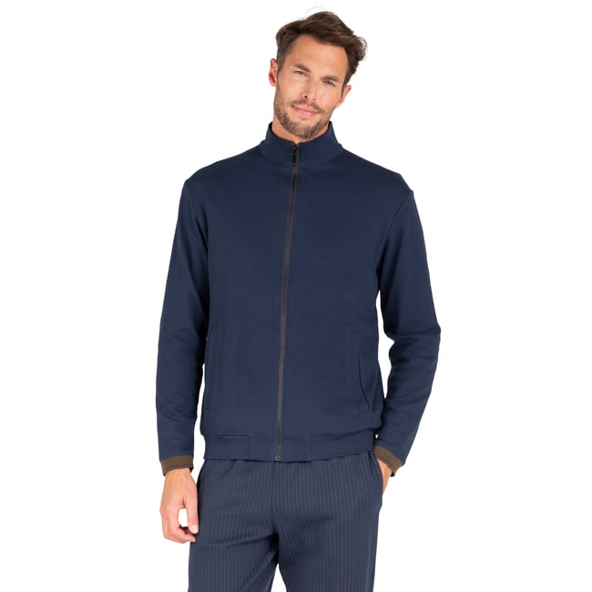 Veste zippée INTERLOCK marine <span itemprop=
