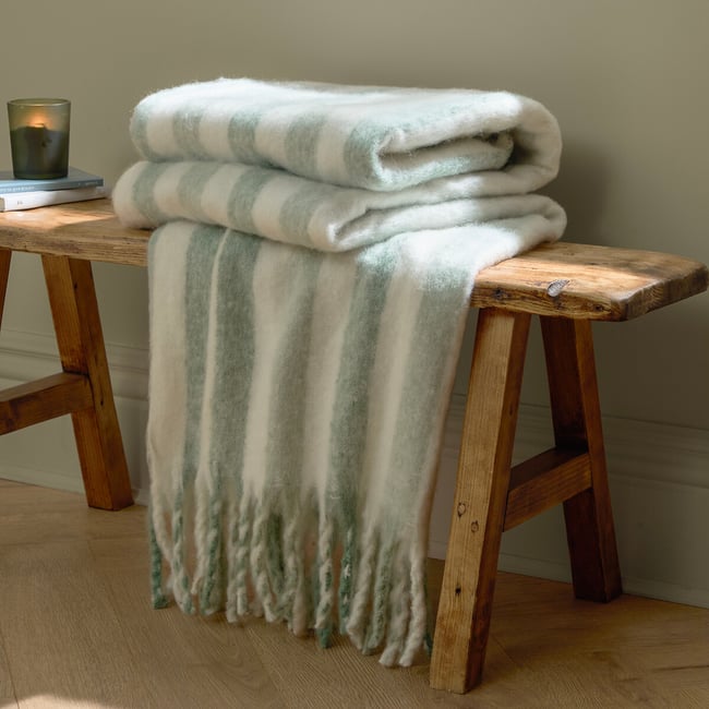 Beechwood Woven Stripe Throw, green, WYLDER