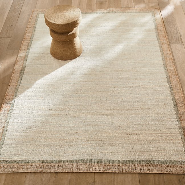 Tapis jute, tissé main, Ishika Couleur ecru <span itemprop=