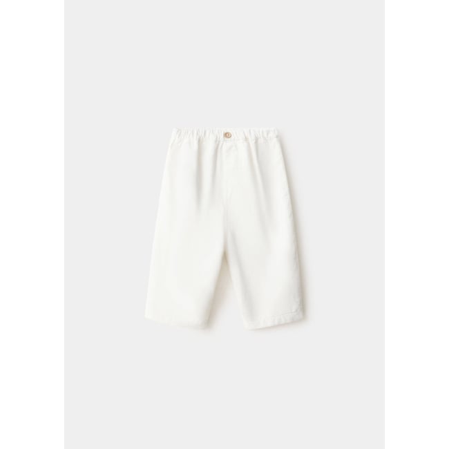 Pantalon droit velours côtelé blanc cassé <span itemprop=
