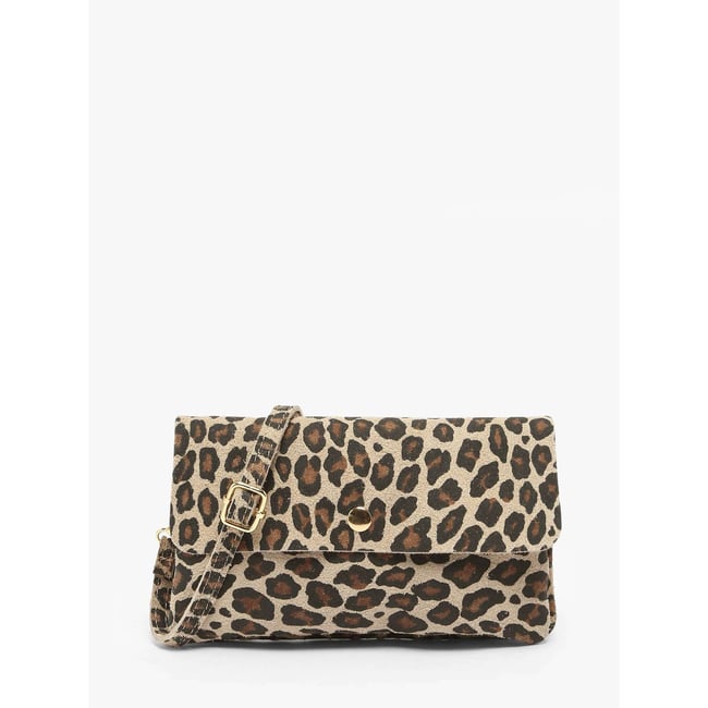 Sac bandoulière Velvet leopardo cuir larice p <span itemprop=