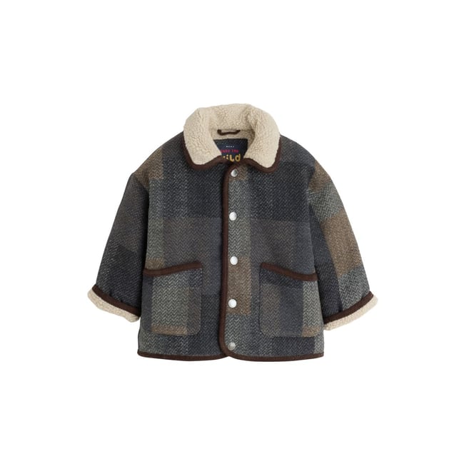 Veste à col imitation peau de mouton vérification multiple <span itemprop=