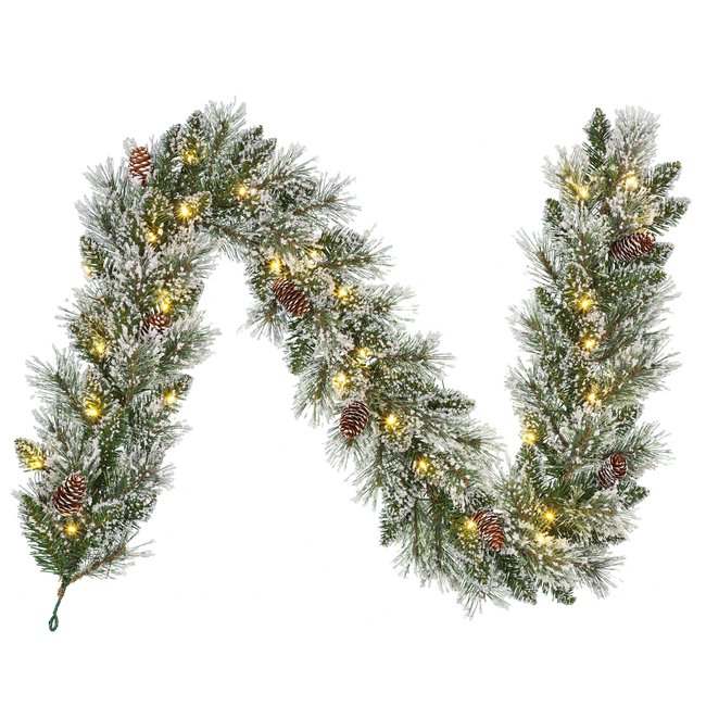 Guirlande de Noël enneigée avec LED L180 cm VANDANS Couleur vert <span itemprop=