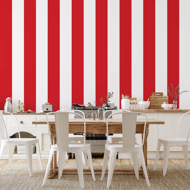 Papier peint panoramique, rayures rouges Couleur rouge <span itemprop=