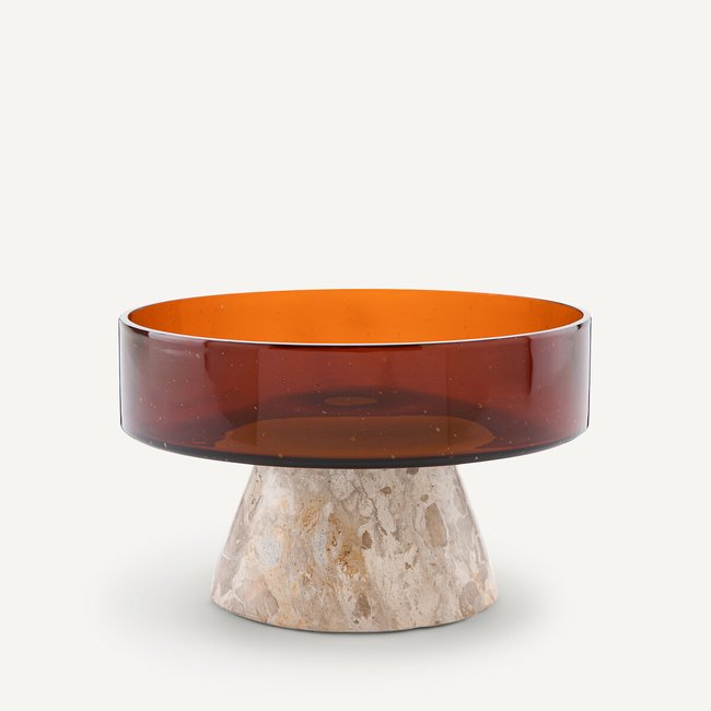 Trapani Glass and Marble Dish, brown marble, AM.PM