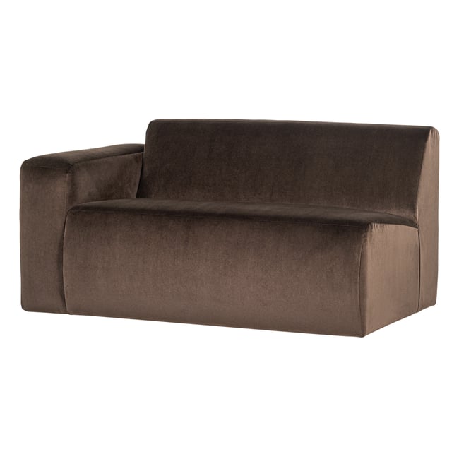 Élément 1,5 place avec accoudoir gauche en velours MOJO BASE Couleur marron <span itemprop=