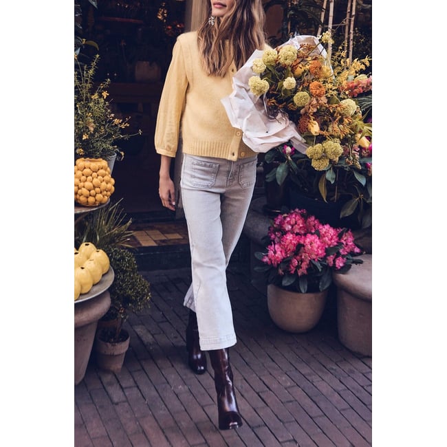 Jean cropped en denim LEA jean d�lav� <span itemprop=